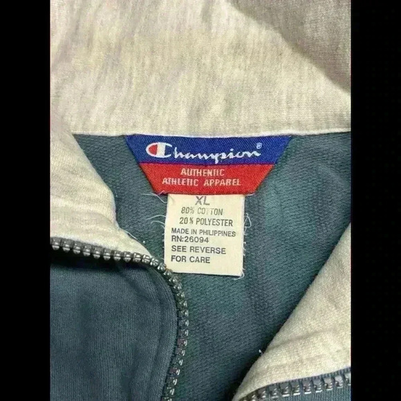 Vintage Champion Sweatshirt 1/4 Zip Crewneck Mens Size XL Blue - Picture 4 of 8